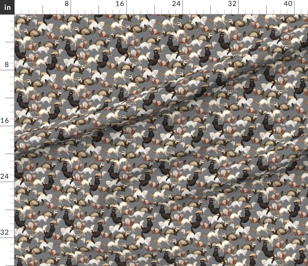 Ferrets Animals Exotic Pets Gray Panda Ferret Mustelids Weasel Custom Printed Fabric by Spoonflower Various Fabrics by the Yard or Fat Quarter